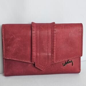 Velez Vintage Red Leather Tri-fold Wallet Earthy Artisanal